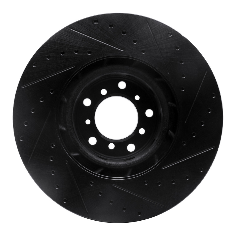 BMW M5 Brake Rotor (1) - Right Front - R1 Concepts - Drilled & Slotted - Black - `00-`03